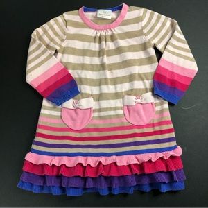 Hanna Andersson Striped And Ruffled Knit Dress Size 4 (100 Cm) *See Description*